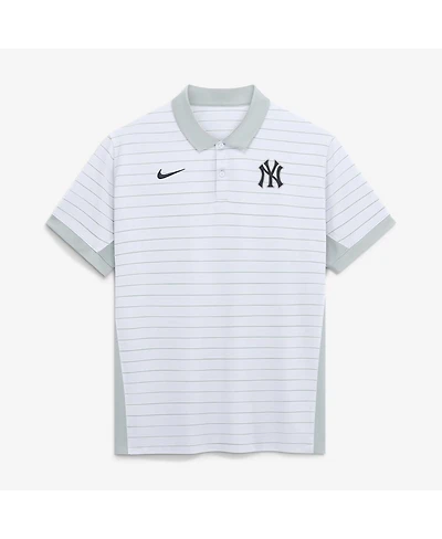 Nike Men's White New York Yankees Authentic Collection Striped Victory Dri-fit Polo Shirt