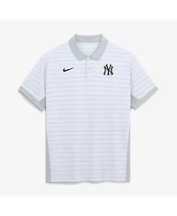 Nike Men's White New York Yankees Authentic Collection Striped Victory Dri-fit Polo Shirt
