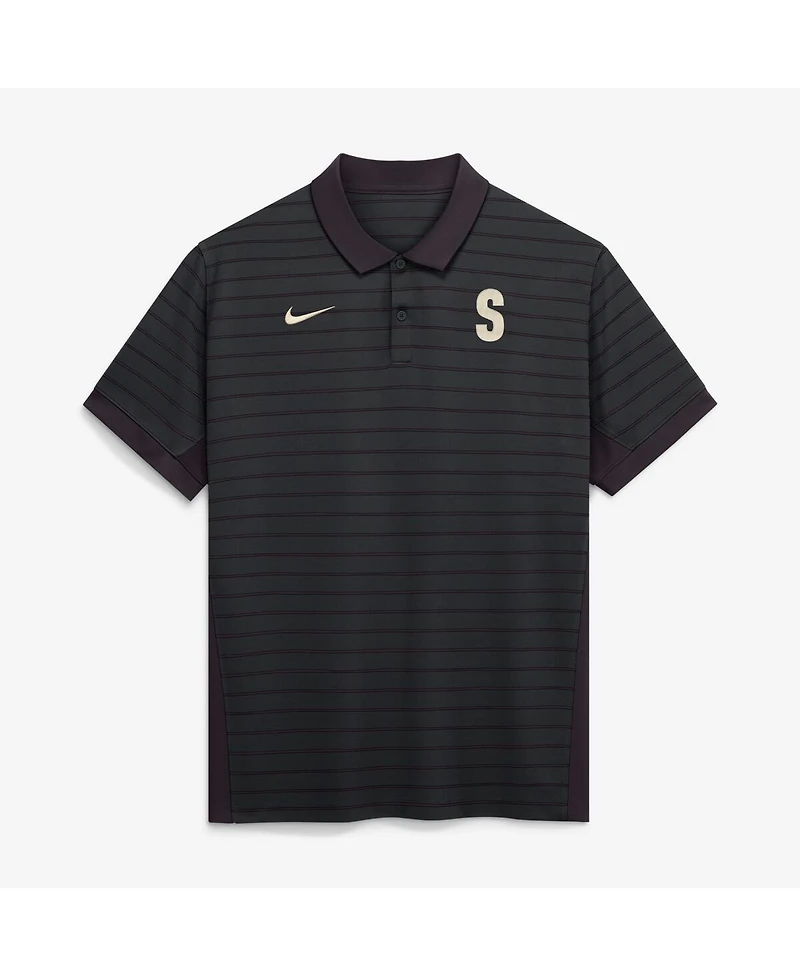 Nike Men's Black Seattle Mariners Authentic Collection Striped Victory Dri-fit Polo Shirt
