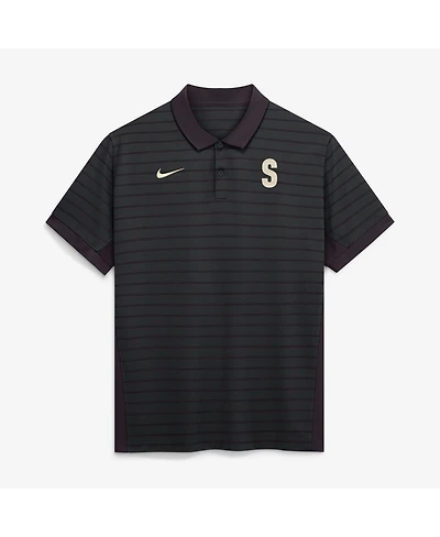 Nike Men's Black Seattle Mariners Authentic Collection Striped Victory Dri-fit Polo Shirt