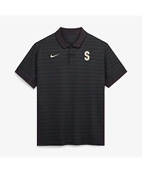 Nike Men's Black Seattle Mariners Authentic Collection Striped Victory Dri-fit Polo Shirt