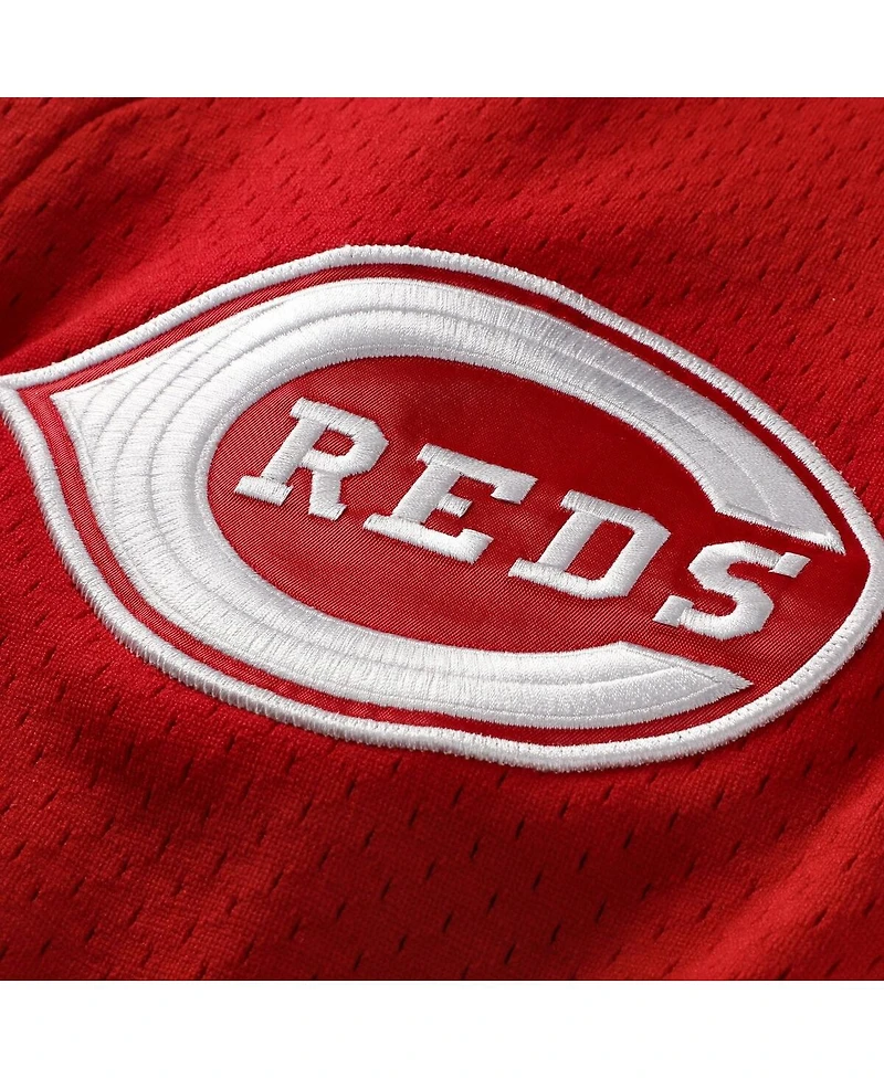 Mitchell & Ness Men's Deion Sanders Red Cincinnati Reds Cooperstown Mesh Batting Practice Button-Up Jersey