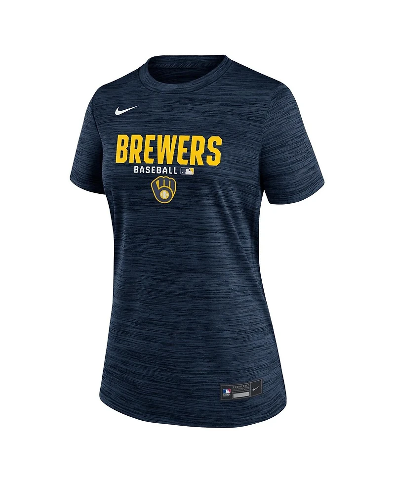 Nike Women's Navy Milwaukee Brewers Authentic Collection Velocity Dri-fit T-Shirt