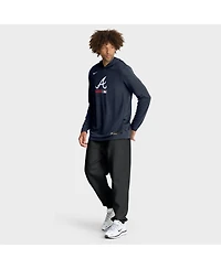 Nike Men's Navy Atlanta Braves Authentic Collection Dri-fit Long Sleeve Hoodie