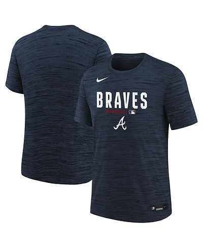 Nike Big Boys and Girls Navy Atlanta Braves Authentic Collection Velocity Dri-fit T-Shirt