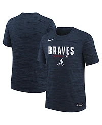 Nike Big Boys and Girls Navy Atlanta Braves Authentic Collection Velocity Dri-fit T-Shirt