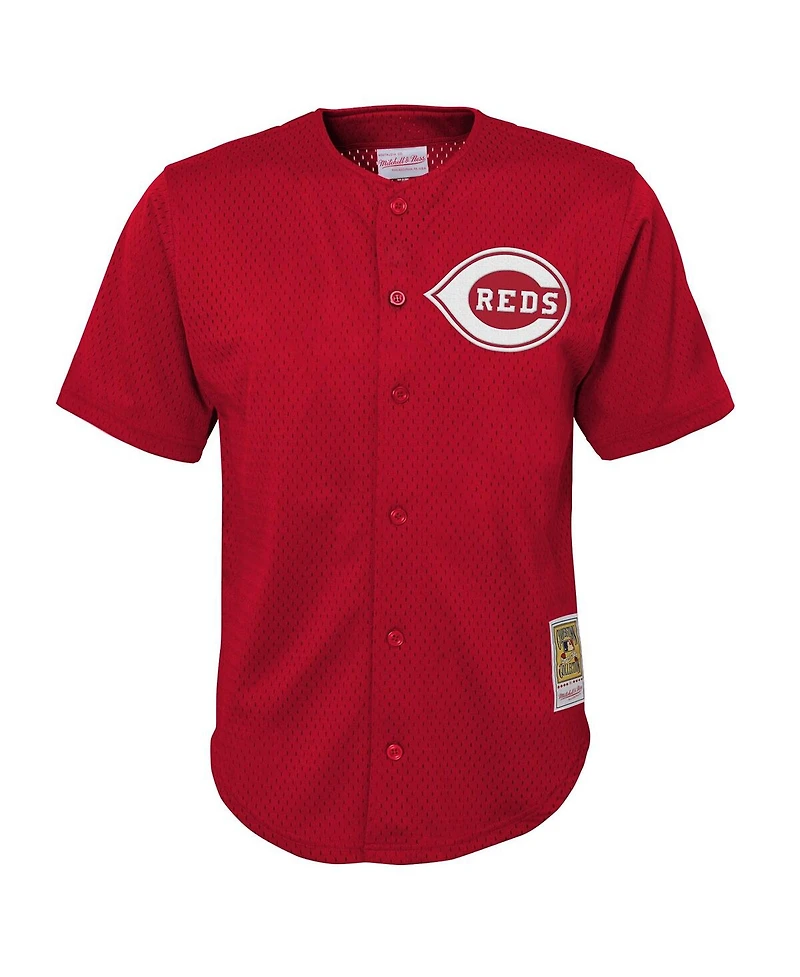 Mitchell & Ness Big Boys and Girls Deion Sanders Red Cincinnati Reds Cooperstown Mesh Batting Practice Jersey