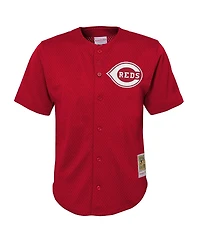 Mitchell & Ness Big Boys and Girls Deion Sanders Red Cincinnati Reds Cooperstown Mesh Batting Practice Jersey