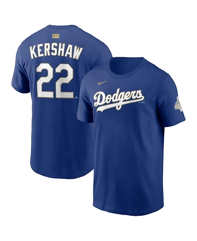 Nike Men's Clayton Kershaw Royal Los Angeles Dodgers 2026 Gold Collection Name Number T-Shirt