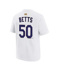 Nike Big Boys and Girls Mookie Betts White Los Angeles Dodgers 2026 Gold Collection Name Number T-Shirt