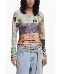 Desigual Women's Collage ruched T-shirt