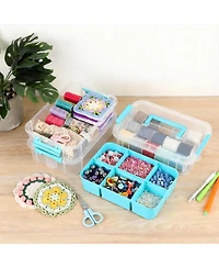 Gnuadz 2 pack 3-Tier Stackable Storage Box with Tray Handle Lid for School Office