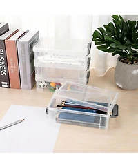 Gnuadz 4 pack Stackable Translucent Pencil Case Marker Organizer Art Supply Storage