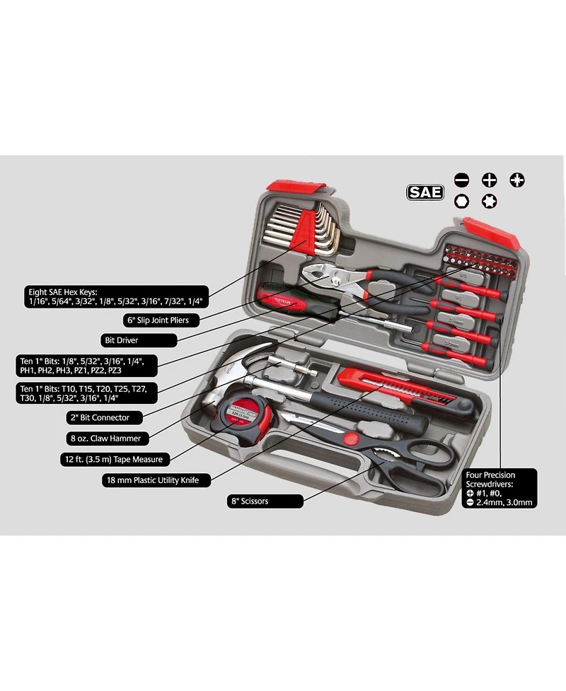 Gnuadz 39 Piece Household Tool Set with Storage Case