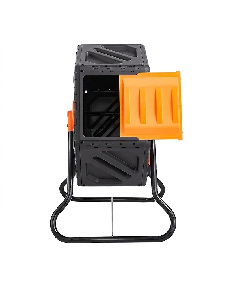 Sugift 18.5-Gal Rotating Compost Tumbler Bin with Sliding Door and Steel Frame