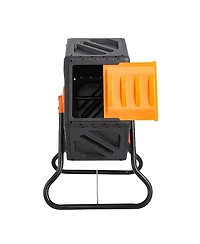 Sugift 18.5-Gal Rotating Compost Tumbler Bin with Sliding Door and Steel Frame