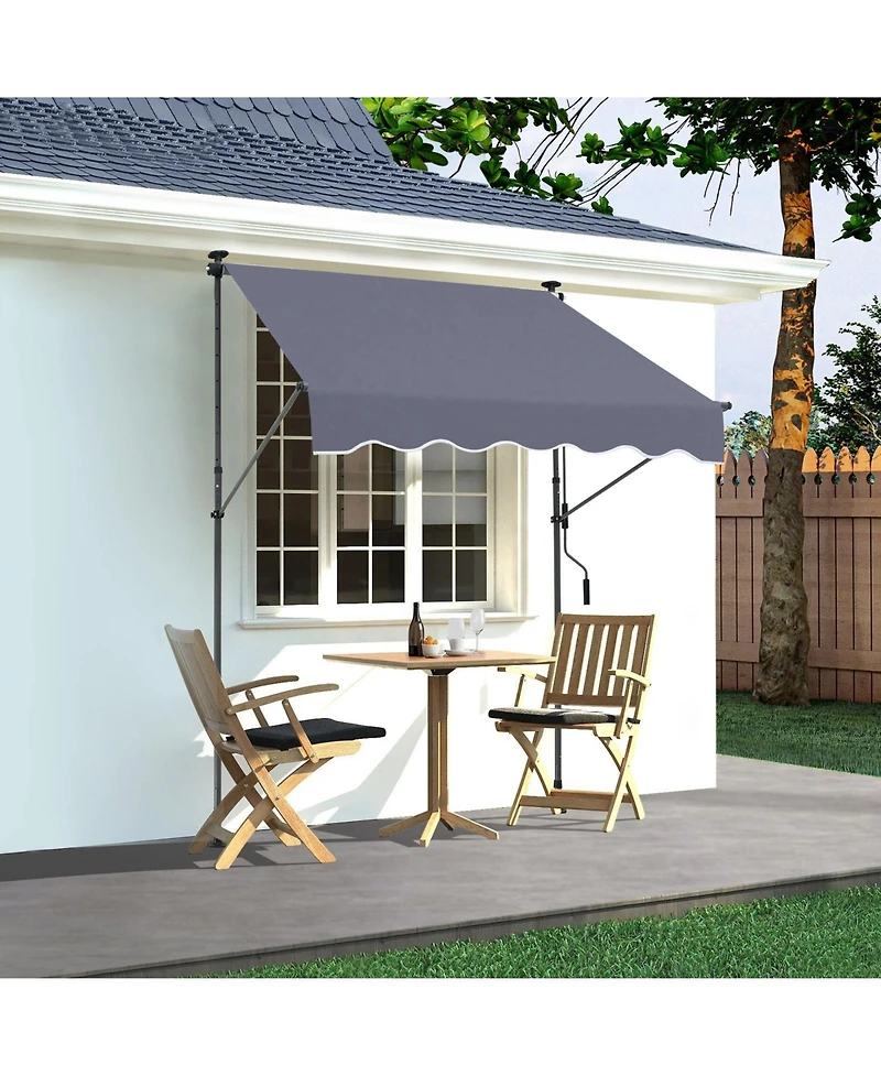Sugift 59 x 47in Retractable Patio Awning Sunshade Shelter for Patio and Balcony