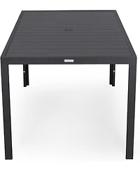 LeisureMod 63" Outdoor Aluminum Dining Table for Modern Home, Patio, Backyard Garden Chelsea Collection