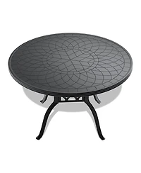 Clihome 47.24-inch Cast Aluminum Patio Dining Table With Frame and Carved Texture on the Tabletop