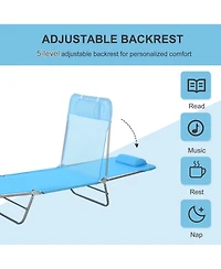 Outsunny Outdoor Folding Chaise Lounge Sun Recliner Beach Patio Lightweight Chair with Sturdy Durable Frame, Blue