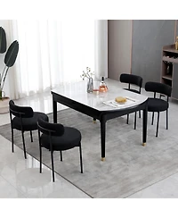 Dyhome Boucle Dining Chairs Set of 1, Upholstered with Black Metal Legs, Modern Accent Chair