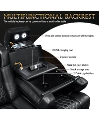 Streamdale Furniture 86.6" Power Recliner 3 Pc: Top-Grain Nappa, Adjustable, Smart Charging, Rgb Led