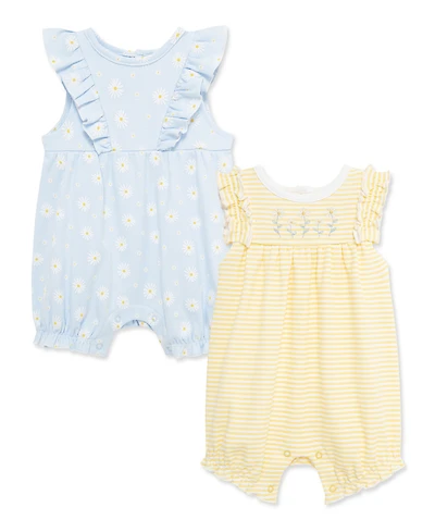 Little Me Baby Girls' Daisies Sleeveless Rompers, 2-Pack