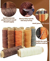 Gnuadz 7-in-1 Leather Working Tools Beginners Kit Waxed Thread Groover Awl Stitching Punch Leathercraft Gifts