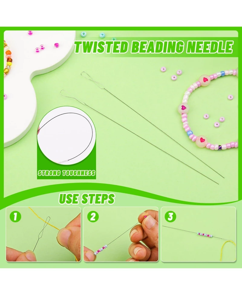 Gnuadz 86pc Beading Set Big Eye Seed Bead Long Straight Twist Flexible