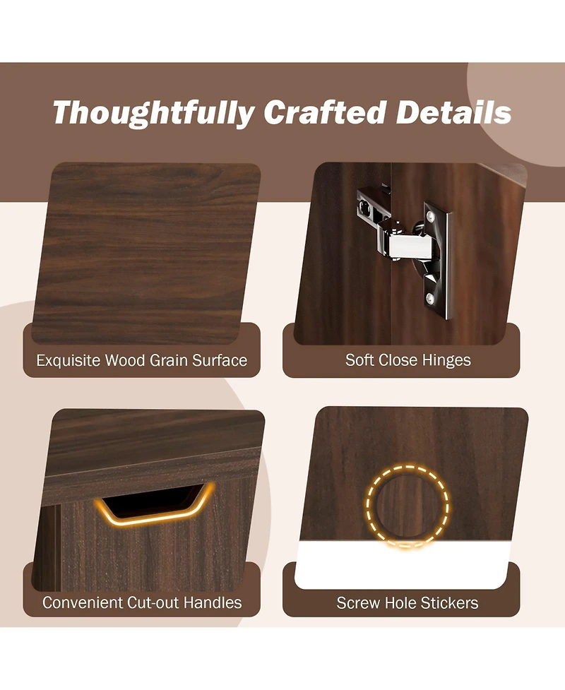 Gouun Foldable Extendable Coffee Table with Storage Cabinet