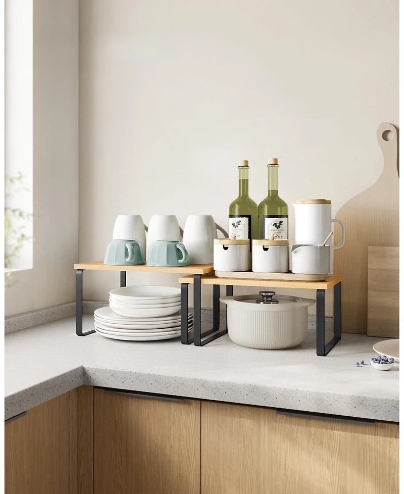 Gnuadz Stackable Expandable Cabinet Organizer Shelf Metal Wood Spice Rack