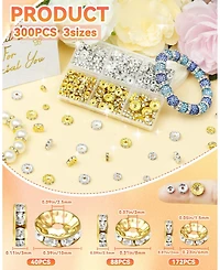 Gnuadz 300pcs Rondelle Spacer Beads Rhinestone Beaded Pens Bracelets Necklaces Craft