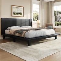 Streamdale Furniture Platform Bed Frame with Headboard , Wood Slat Support, King