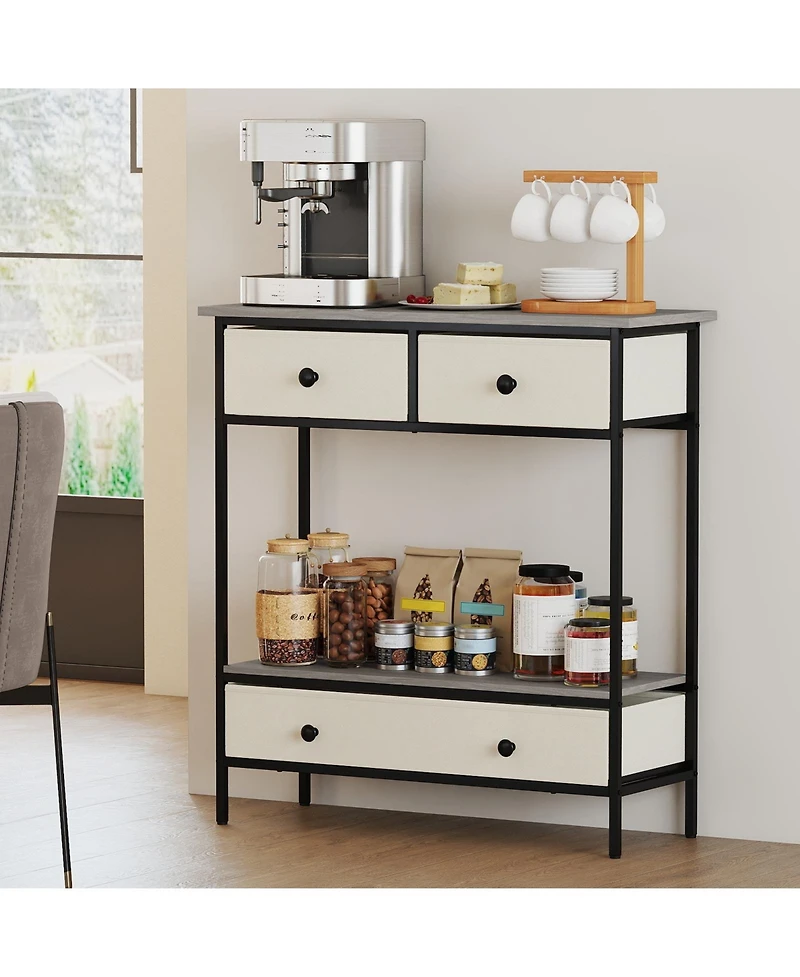 Sugift Farmhouse Console Table with Open Storage Shelf for Hallway