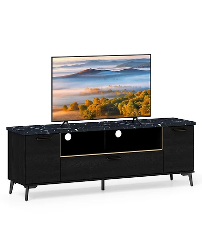 Sugift 63 Inch Tv Stand with Flip Door Cabinet for TVs up to 75 Inch