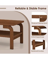 Gouun 47 in Mid-Century Rectangular Coffee Table with Open Storage for Living Room