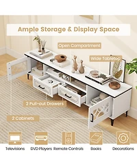 Sugift Farmhouse Tv Stand for TVs up to 80 Inch with 2 Drawers