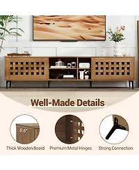 Sugift Tv Stand for TVs with 2 Doors and Storage Cabinets-Walnut