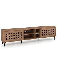 Sugift Tv Stand for TVs with 2 Doors and Storage Cabinets-Walnut