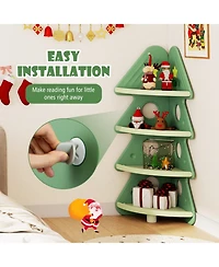 Gouun 4-Tier Kids Corner Bookshelf with Tree-Shaped Design and Display Shelves