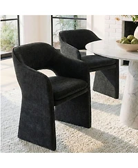 Maison Boucle Set of 2 Upholstered Fabric Dining Chairs, 19-Inch Dining Armchairs