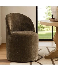Maison Boucle Rolling Chenille Upholstered Dining Chair with Casters 1 Piece