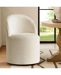 Maison Boucle Rolling Chenille Upholstered Dining Chair with Casters 1 Piece