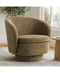 Maison Boucle 30.5 Swivel Tub Accent Chair, Woven Fabric Barrel Armchair, 1 Pc