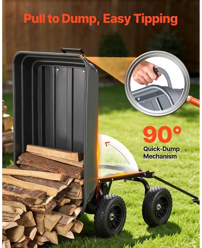 Sugift 600 lbs Poly Dump Cart Wagon with 90 Quick-Dump and 180 Swivel Wheels