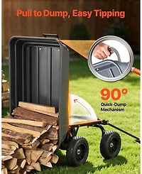 Sugift 600 lbs Poly Dump Cart Wagon with 90 Quick-Dump and 180 Swivel Wheels