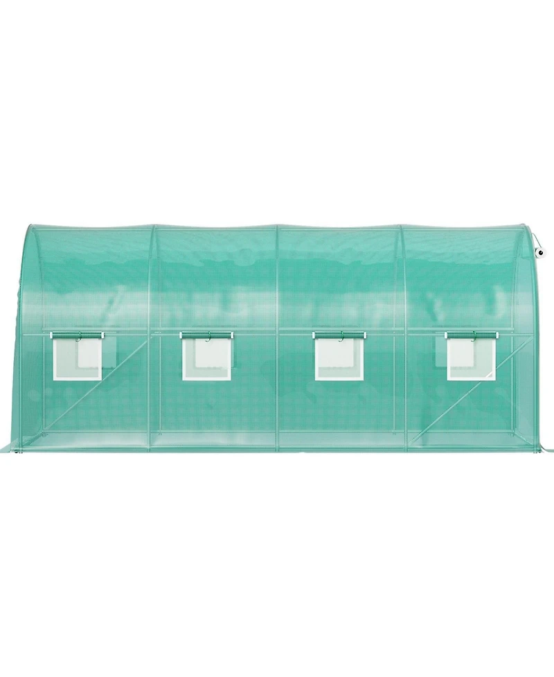 Sugift Walk-in Tunnel Greenhouse 15 x 7 x 7 ft Portable With Zippered Door and 8 Mesh Windows