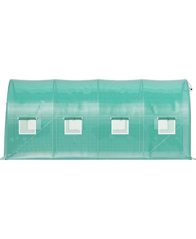 Sugift Walk-in Tunnel Greenhouse 15 x 7 x 7 ft Portable With Zippered Door and 8 Mesh Windows