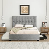 Streamdale Furniture Queen Upholstered Bed w/ Trundle Storage, No Box Spring