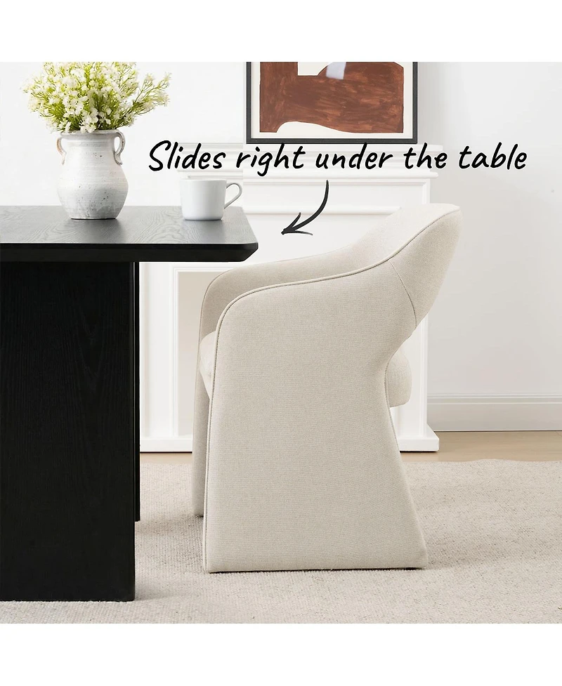 Maison Boucle Set of 2 Dining Chairs, 19-Inch Upholstered Armchairs